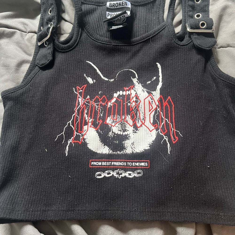 Broken Black Graphic Tank Top